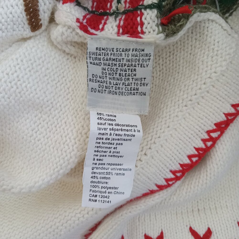 NWT White Stag L Cardinal Embroidered Embellished White Knit Cardigan 12/14 Vtg - Picture 14 of 15